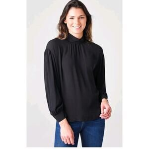 Vince Women's Black Silk Long Sleeve Top Blouse Shirt Size XS